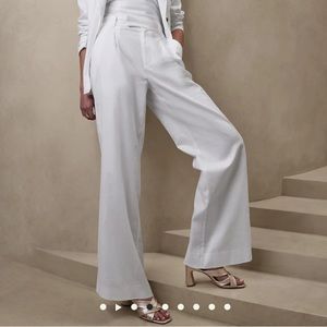 High waist wide leg linen pants